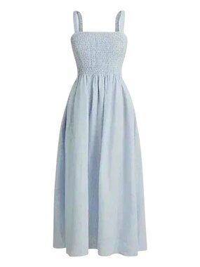 NWT J. Crew Linen/Cotton Smocked Bodice Blue Pinstripe Summer Sundress - XXL